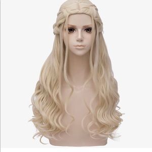Long Blonde Braid Wig Women Halloween Costume Cosplay Wigs +Wig Cap